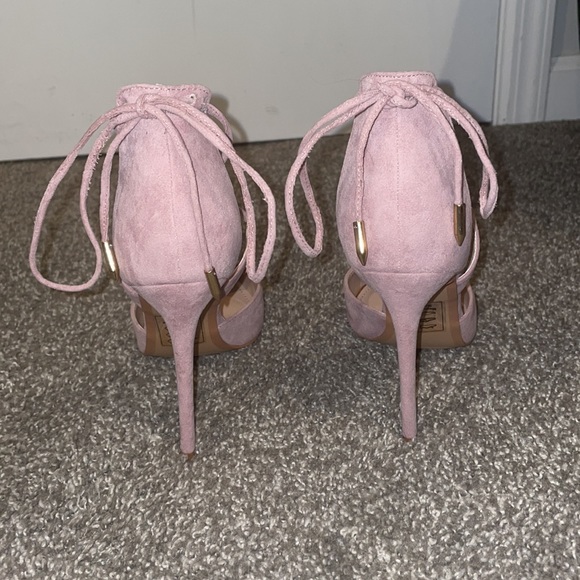 Dusty Rose Lace Up Pointed Toe Heels - Picture 3 of 3